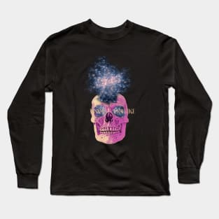 Vaporwave Galaxy Skull Long Sleeve T-Shirt